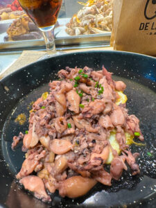 Squid and egg dish. Famous dish in Barcelona. Food to try in Barcelona.