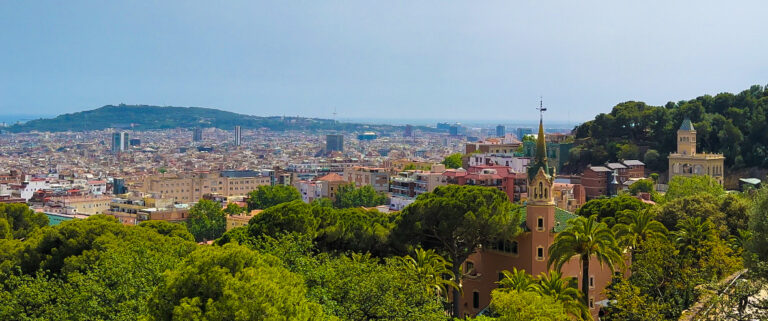 Antoni Guadi Park Guell. View of Barcelona From Park Guell.